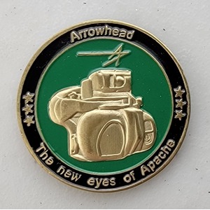 Custom Business Challenge Coin for AH-64D LONGBOW APACHE - ARROWHEAD, side 2. Features and context: Business Challenge Coin, Corporate Coin, Army, Contractor.