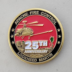 Custom Business Challenge Coin for APACHE FIRE CONTROL, side 1. Features and context: Business Challenge Coin, Corporate Coin, Contractor.