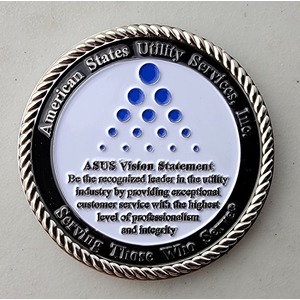 Custom Business Challenge Coin for ASUS, side 2. Features and context: Business Challenge Coin, Corporate Coin, Contractor.