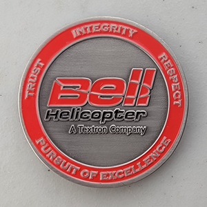 Custom Business Challenge Coin for BELL HELICOPTER - CI, side 2. Features and context: Business Challenge Coin, Corporate Coin, Corporation.