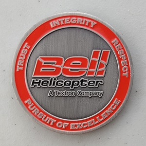Custom Business Challenge Coin for BELL HELICOPTER - SCM, side 1. Features and context: Business Challenge Coin, Corporate Coin, Corporation.
