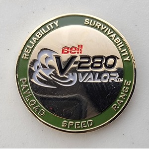 Custom Business Challenge Coin for BELL V-280, side 1. Features and context: Business Challenge Coin, Corporate Coin, Corporation.