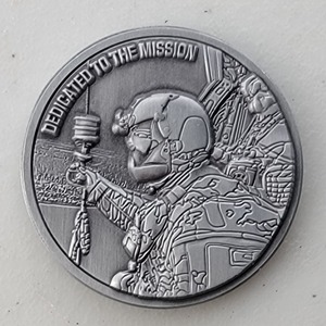 Custom Business Challenge Coin for BREEZE EASTERN, side 2. Features and context: Business Challenge Coin, Corporate Coin, Contractor.