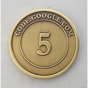 Custom Business Challenge Coin for CODE.GOOGLE.COM, side 2. Features and context: Business Challenge Coin, Corporate Coin, Corporation.
