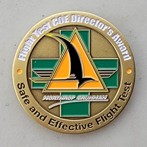 Custom Business Challenge Coin for F-35 LIGHTNING II FLIGHT TEST TEAM, side 2. Features and context: Business Challenge Coin, Corporate Coin, F-35, Contractor.