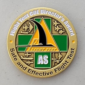 Custom Business Challenge Coin for FIRE-X MQ-8C FLIGHT TEST TEAM, side 2. Features and context: Business Challenge Coin, Corporate Coin, Contractor.
