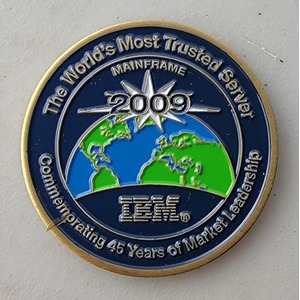 Custom Business Challenge Coin for IBM, side 2. Features and context: Business Challenge Coin, Corporate Coin, Contractor.