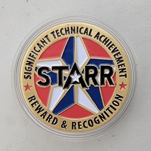 Custom Business Challenge Coin for KANSAS CITY PLANT - NATIONAL SECURITY ASSET, side 1. Features and context: Business Challenge Coin, Corporate Coin, Kansas, KCP, Corporation, GOV.
