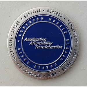 Custom Business Challenge Coin for LOCKHEED MARTIN, side 2. Features and context: Business Challenge Coin, Corporate Coin, Contractor.