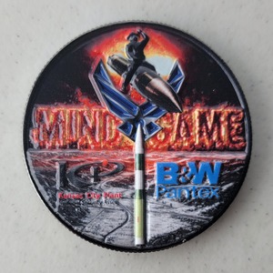 Custom Business Challenge Coin for MIND GAME - B&W - PANTEX - KCP - USAF - DTRA - 14B, side 2. Verified details: MIND GAME, 2", Black Nickel, 3D - 2 sides, UV Photo Printing - 2 sides. Features and context: Business Challenge Coin, Corporate Coin, KCP, NUCLEAR, PANTEX, USAF.