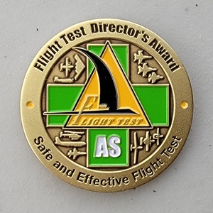 Custom Business Challenge Coin for N-UCAS FLIGHT TEST TEAM, side 2. Features and context: Business Challenge Coin, Corporate Coin, Contractor.