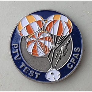Custom Business Challenge Coin for PCDTV TEST - CPAS, side 1. Features and context: Business Challenge Coin, Corporate Coin, Contractor, GOV.