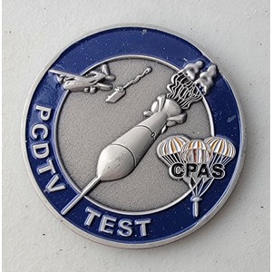 Custom Business Challenge Coin for PCDTV TEST - CPAS, side 2. Features and context: Business Challenge Coin, Corporate Coin, Contractor, GOV.