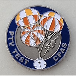 Custom Business Challenge Coin for PTV TEST - CPAS, side 1. Features and context: Business Challenge Coin, Corporate Coin, Contractor, GOV.