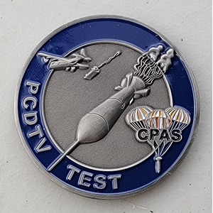 Custom Business Challenge Coin for PTV TEST - CPAS, side 2. Features and context: Business Challenge Coin, Corporate Coin, Contractor, GOV.
