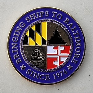Custom Business Challenge Coin for SAIL BALITMORE, side 2. Features and context: Business Challenge Coin, Corporate Coin, Corporation.