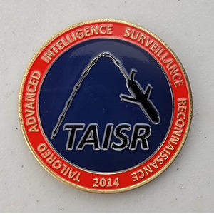 Custom Business Challenge Coin for TAISR - LOCKHEED MARTIN, side 1. Features and context: Business Challenge Coin, Corporate Coin, Contractor.