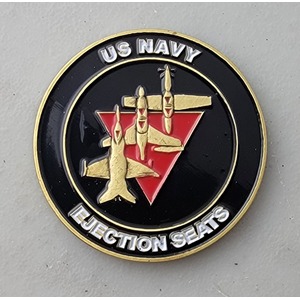 Custom Business Challenge Coin for US NAVY - Ejection Seats, side 1. Features and context: Business Challenge Coin, Corporate Coin, Navy, Contractor.