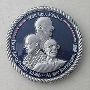 Custom Business Challenge Coin for W84 - GROUND LAUNCED CRUISE MISSILE, side 1. Features and context: Business Challenge Coin, Corporate Coin, Air Force, LLNL, PANTEX, SNL.