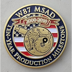 Custom Business Challenge Coin for W87 MSAD - NNSA, side 1. Verified details: Lawrence Livermore National Laboratory, KCP, LOS ALAMOS,  , 1.75". Features and context: Business Challenge Coin, Corporate Coin, Air Force, LLNL, NNSA, PANTEX.
