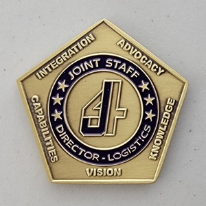 Custom Coast Guard Challenge Coin for JOINT CHIEFS OF STAFF - J4, side 1. Features and context: Custom Military Coin, Coast Guard Challenge Coin, USCG, Air Force, Army, Coast Guard.