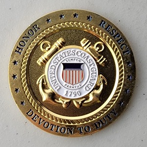 Custom Coast Guard Challenge Coin for SURFACE FORCES LOGISTICS CENTER - USCG, side 2. Features and context: Custom Military Coin, Coast Guard Challenge Coin, USCG, Coast Guard.