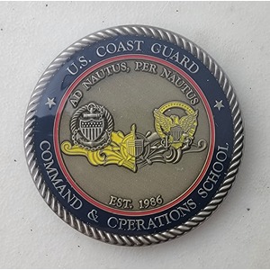 Custom Coast Guard Challenge Coin for USCG - COMMAND & OPERATIONS SCHOOL, side 1. Features and context: Custom Military Coin, Coast Guard Challenge Coin, USCG, Coast Guard.