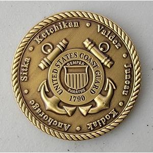 Custom Coast Guard Challenge Coin for USCG ELECTRONIC SYSTEMS SUPPORT UNIT - JUNEAU, side 2. Features and context: Custom Military Coin, Coast Guard Challenge Coin, USCG, Coast Guard.