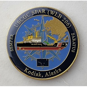 Custom Coast Guard Challenge Coin for USCGC SPAR - WLB 206, side 1. Features and context: Custom Military Coin, Coast Guard Challenge Coin, USCG, Coast Guard.