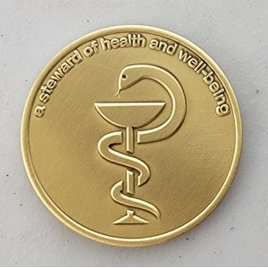 Custom College Challenge Coin for ASU, side 2. Features and context: College Challenge Coin, College.