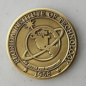 Custom College Challenge Coin for FLORIDA INSTITUE OF TECHNOLOGY, side 1. Features and context: College Challenge Coin, College, Florida.