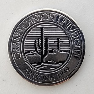 Custom College Challenge Coin for GRAND CANYON UNIVERSITY - VETERAN, side 1. Features and context: College Challenge Coin, College, Veteran.
