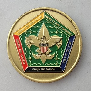 Custom Organization Challenge Coin for BSA - BLACKHAWK AREA COUNCIL, side 2. Features and context: Organization Challenge Coin, Scouts.