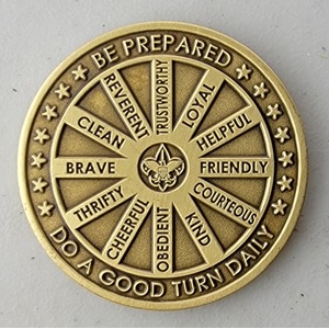 Custom Organization Challenge Coin for BSA TROOP 655 - ALTA LOMA, side 2. Features and context: Organization Challenge Coin, Scouts.