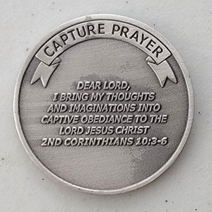 Custom Organization Challenge Coin for CAPTURE COIN, side 2. Features and context: Organization Challenge Coin, Religious.