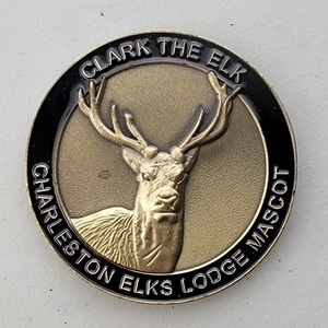 Custom Organization Challenge Coin for CHARLESTON ELKS LODGE MASCOT, side 2. Features and context: Organization Challenge Coin, Organization.