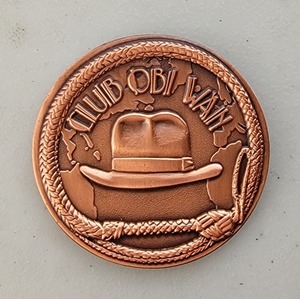 Custom Organization Challenge Coin for CLUB OBI WAN - ANTIQUE COPPER, side 1. Features and context: Organization Challenge Coin, Organization.