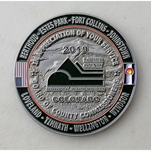 Custom Organization Challenge Coin for COLORADO, side 1. Features and context: Organization Challenge Coin, Colorado, Organization.