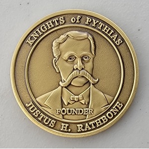 Custom Organization Challenge Coin for KNIGHTS OF PYTHIAS, side 1. Features and context: Organization Challenge Coin, Organization.