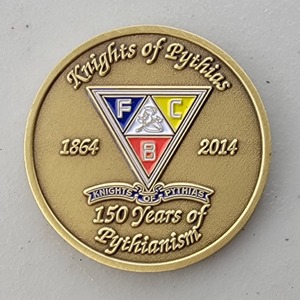 Custom Organization Challenge Coin for KNIGHTS OF PYTHIAS, side 2. Features and context: Organization Challenge Coin, Organization.