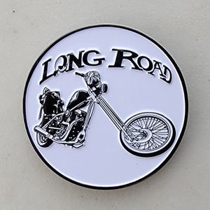 Custom Organization Challenge Coin for LONG ROAD, side 1. Features and context: Organization Challenge Coin, MC.