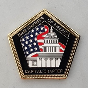 Custom Organization Challenge Coin for NAM KNIGHTS - MC, side 2. Features and context: Organization Challenge Coin, MC.