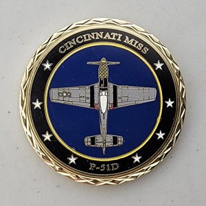 Custom Organization Challenge Coin for P-51D - CINCINNATI MISS, side 1. Features and context: Organization Challenge Coin, Organization.