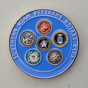 Custom Organization Challenge Coin for ROTARY INTERNATIONAL - SOUTHERN UTAH, side 2. Features and context: Organization Challenge Coin, Utah, Organization.
