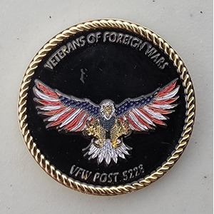 Custom Organization Challenge Coin for VFW POST 5228, side 1. Features and context: Organization Challenge Coin, Organization.