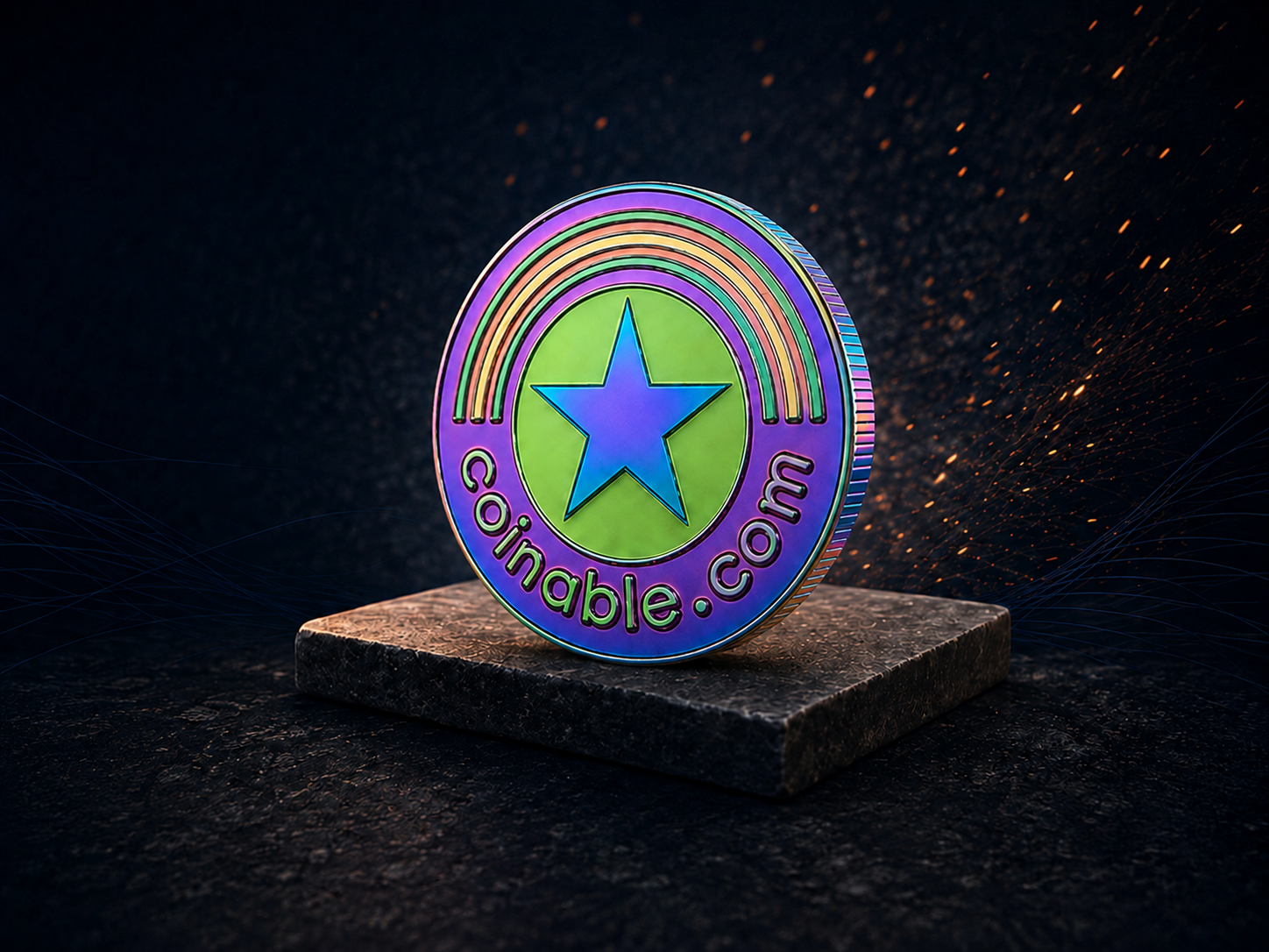 Coinable.com rainbow-finish challenge coin in standard light