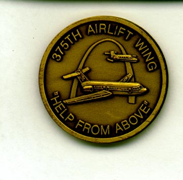 SERVICE FORGED 1999 375th Airlift Wing Help From Above challenge coin, Side B