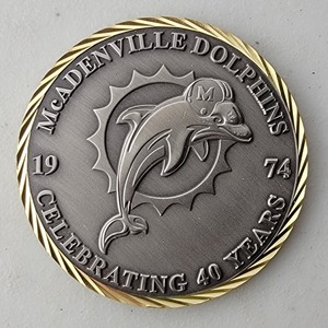 McADENVILLE DOLPHINS — Custom Specialty Coin Custom Specialty Coin for McADENVILLE DOLPHINS, side 1. Features and context: Specialty Coin, MISC.