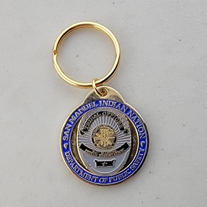 SAN MANUEL INDIAN NATION - TRIBAL OFFICER - Key Chain — Custom Specialty Coin Custom Specialty Coin for SAN MANUEL INDIAN NATION - TRIBAL OFFICER - Key Chain, side 1. Features and context: Specialty Coin, Police, Key Chain.